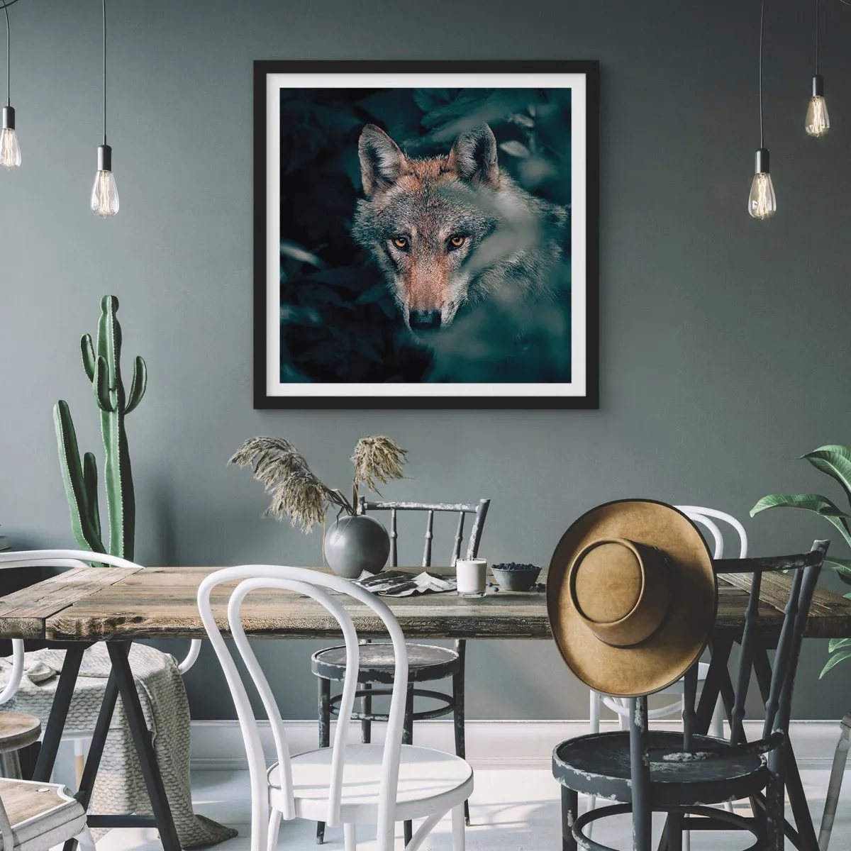 Plakat w czarnej ramie - Łowca - 50x50 cm