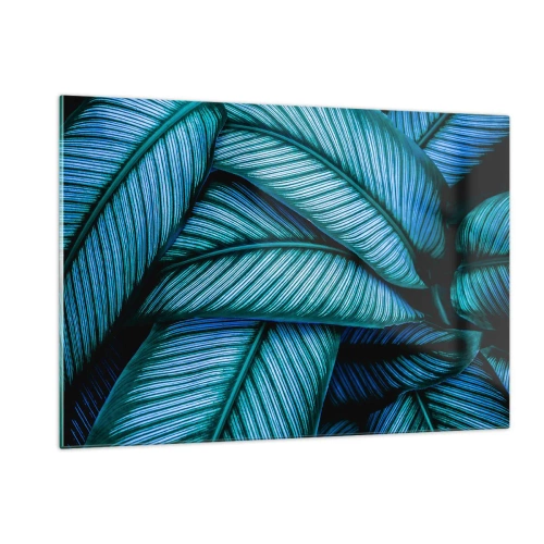 Obraz na szkle - Zbliżenie turkusowych liści o intensywnej strukturze - 120x80cm - Linie życia - Nowoczesna dekoracja ścienna do salonu, kuchni i sypialni ARTTOR