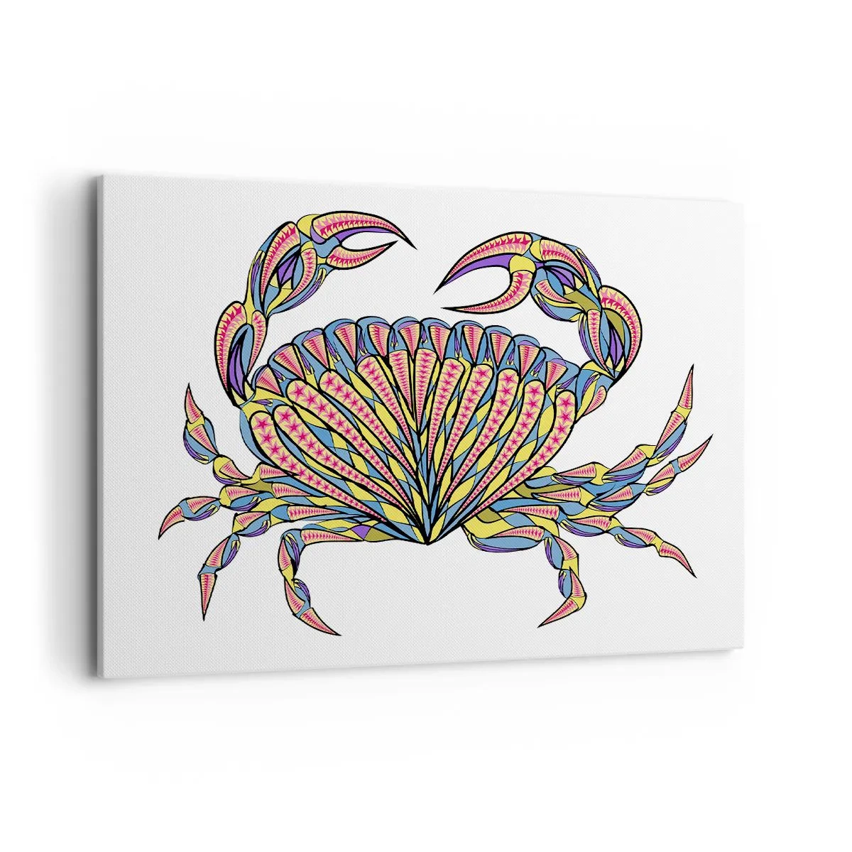 Obraz na płótnie - Kolorowy krab w artystycznym stylu - 100x70cm - Morska biżuteria - Nowoczesna dekoracja ścienna do salonu, kuchni i sypialni ARTTOR