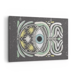 Obraz na płótnie - Symboliczne oko w otoczeniu abstrakcyjnych wzorów - 120x80cm - Plemienne rytuały - Nowoczesna dekoracja ścienna do salonu, kuchni i sypialni ARTTOR