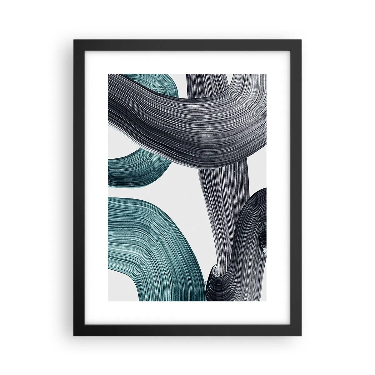 Plakat w czarnej ramie - Szmaragdowe i czarne szlaki - 30x40 cm