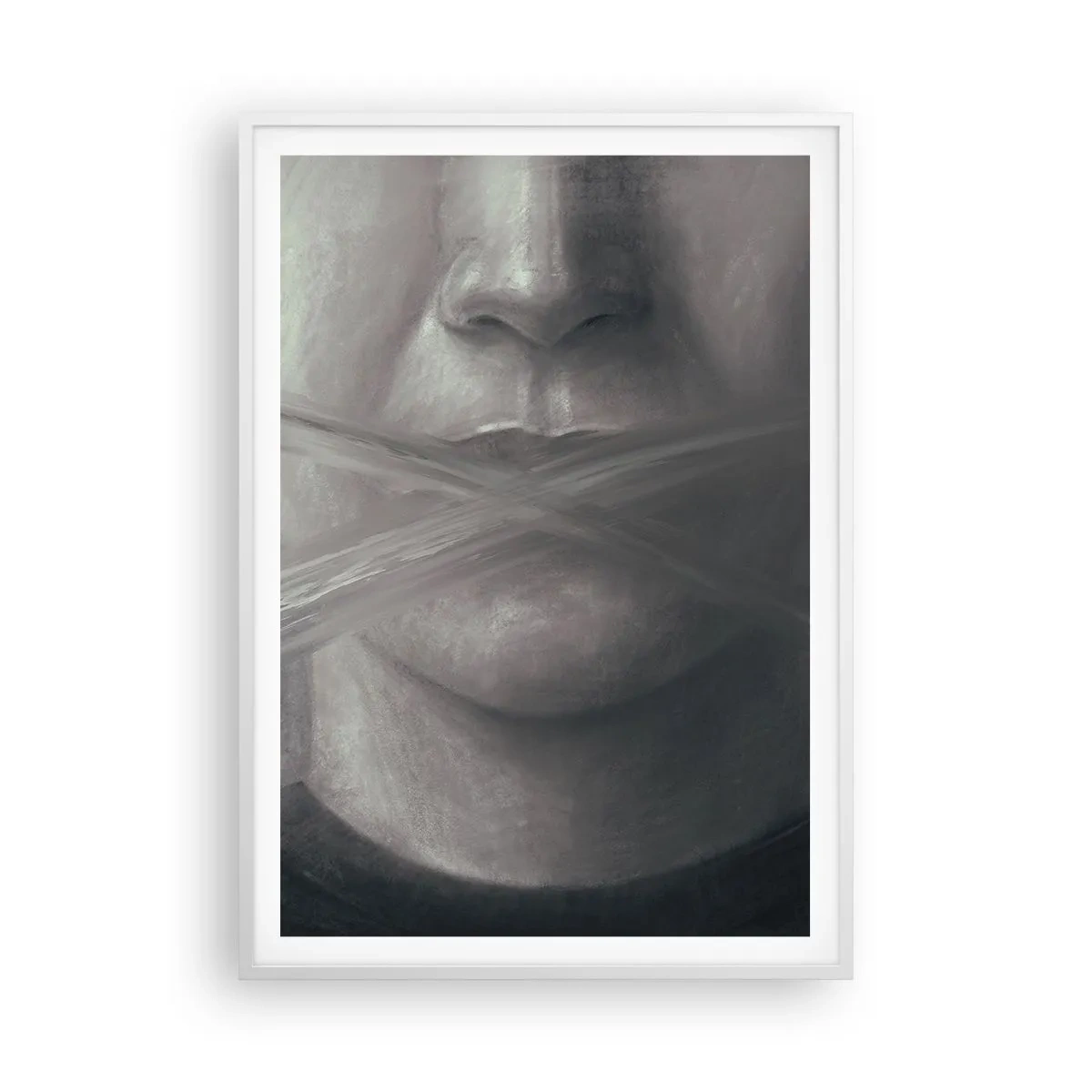 Plakat w białej ramie - Ani słowa - 70x100 cm