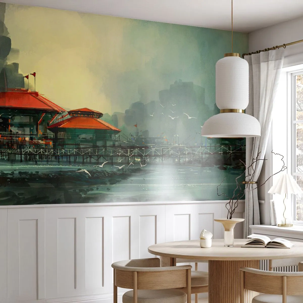 Fototapeta Premium Sand - Słotny dzień w porcie - Miasto Portowe, Architektura, Morze - 100x70 cm