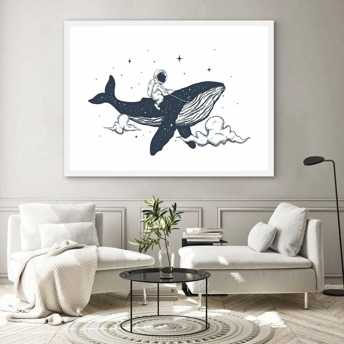 Plakat w białej ramie - Kosmiczna przygoda - 100x70 cm