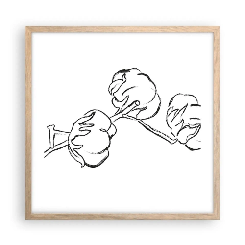 Plakat w ramie jasny dąb - Bawełniany puch - 50x50 cm