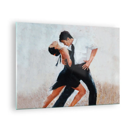 Obraz na szkle - Para tańcząca tango w dynamicznej pozie - 70x50cm - Tango mych marzeń i snów - Nowoczesna dekoracja ścienna do salonu i sypialni ARTTOR