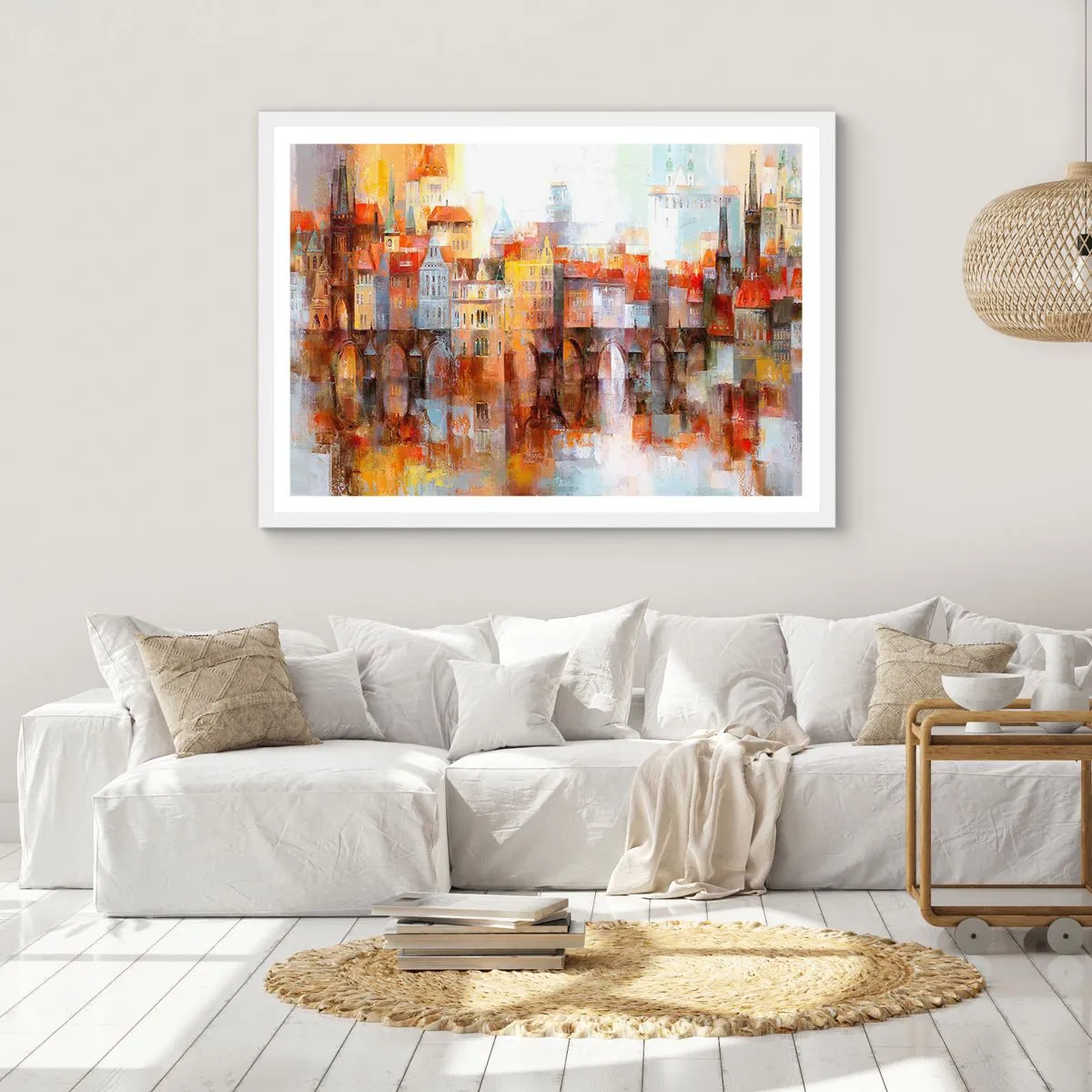 Plakat w białej ramie - Pod mostem też pięknie - 100x70 cm