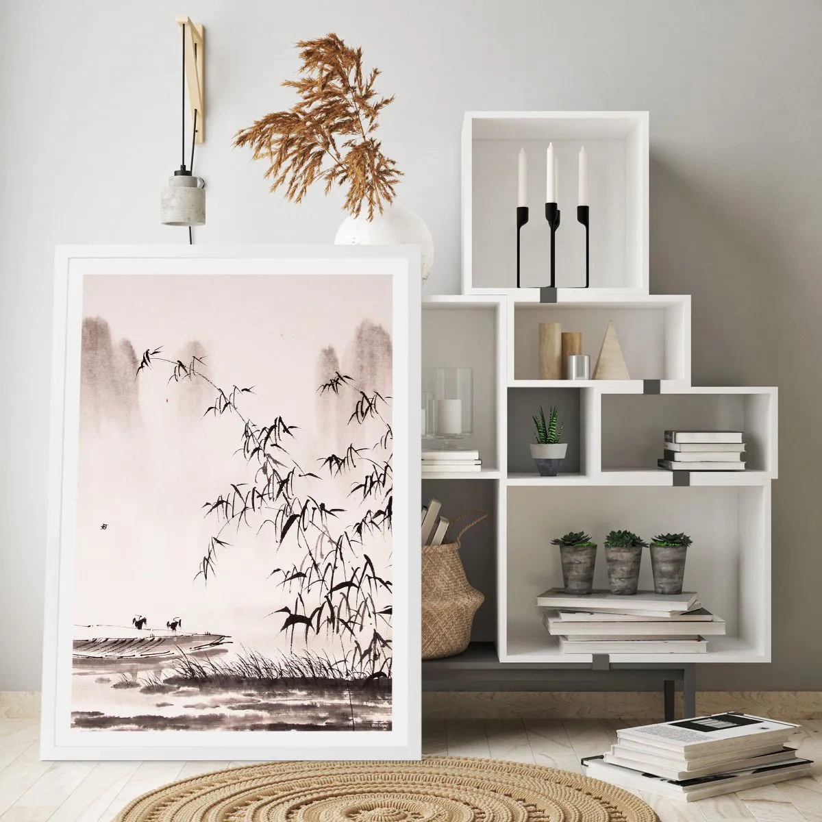 Plakat w białej ramie - Cisza ryżowych pól - 50x70 cm