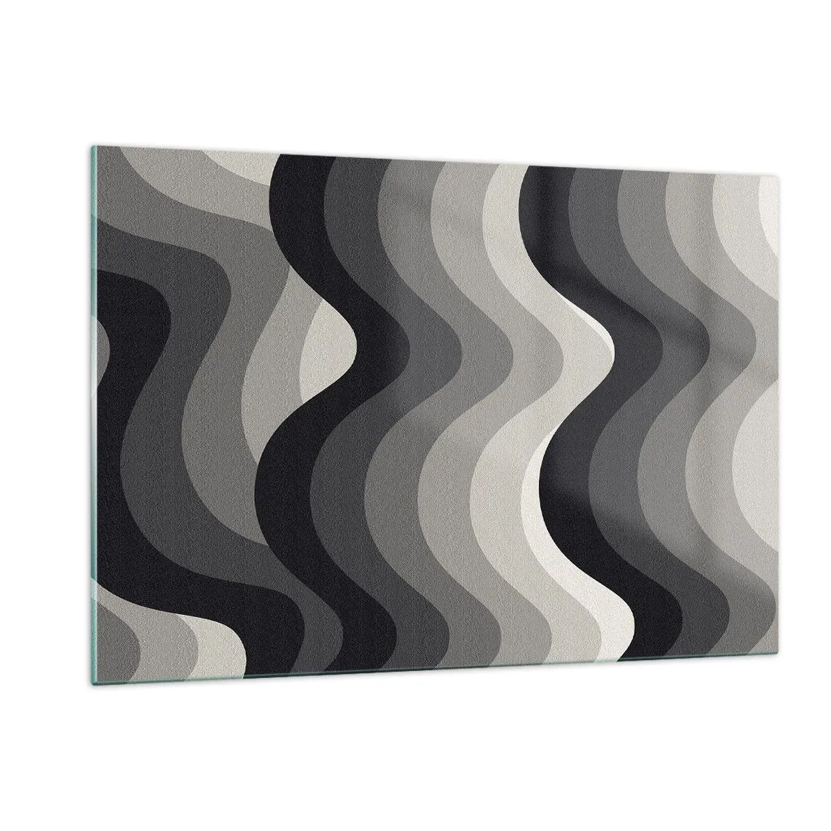 Obraz na szkle - Fale w odcieniach szarości tworzące rytmiczny, geometryczny wzór - 120x80cm - Fala za falą - Nowoczesna dekoracja ścienna do salonu, kuchni i sypialni ARTTOR