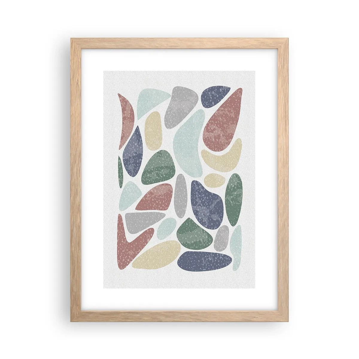 Plakat w ramie jasny dąb - Mozaika pudrowanych barw - 30x40 cm