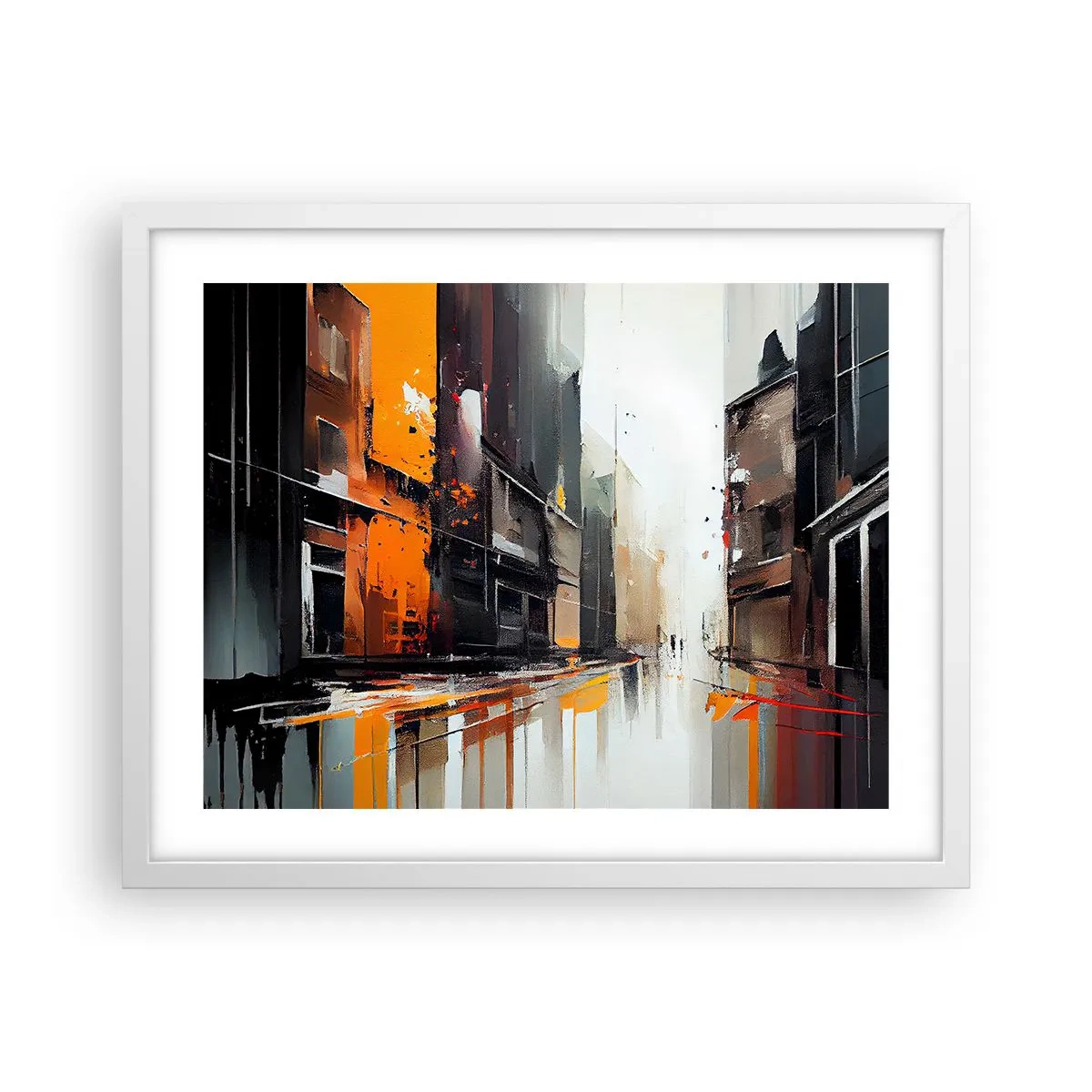 Plakat w białej ramie - Deszczowy dzień - 50x40 cm
