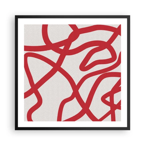 Plakat w czarnej ramie - Czerwono na białym - 60x60 cm