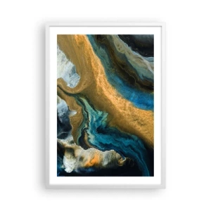 Plakat w białej ramie - Niebieski – zółty – wzajemne wpływy - 50x70 cm