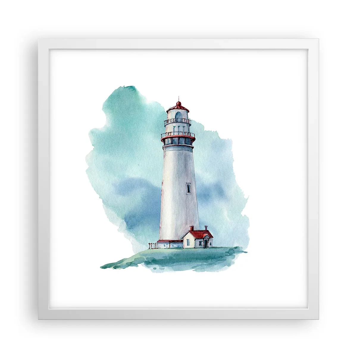 Plakat w białej ramie - Łagodna siostra błękitu - 40x40 cm