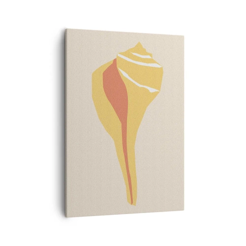 Obraz na płótnie - Minimalistyczna ilustracja muszli w ciepłych odcieniach na jasnym tle - 50x70cm - Abstrakcja organiczna – wzrost - Nowoczesna dekoracja ścienna do salonu, kuchni i sypialni ARTTOR
