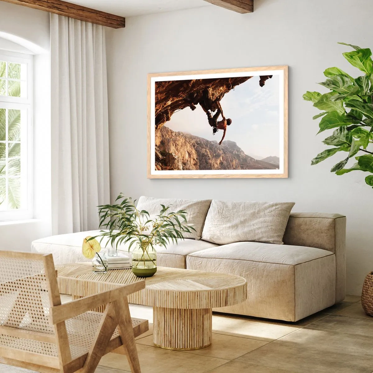 Plakat w ramie jasny dąb - Świat skurczony w garści na obrywie głazu - 70x50 cm