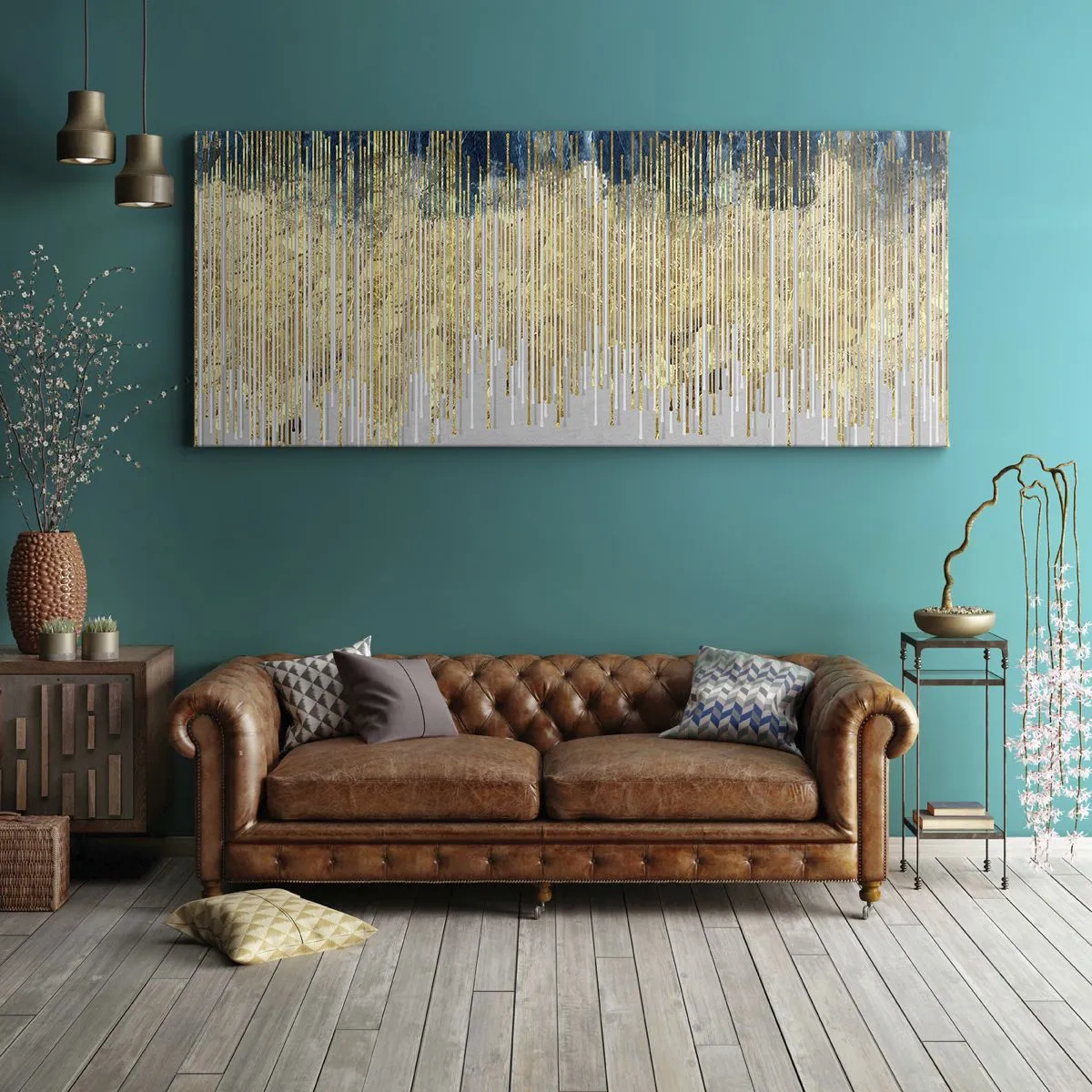 Obraz na płótnie - Wyzłocona granica - 100x40 cm