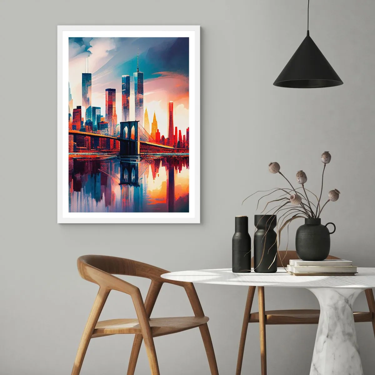 Plakat w białej ramie - Zjawiskowy Nowy Jork - 70x100 cm