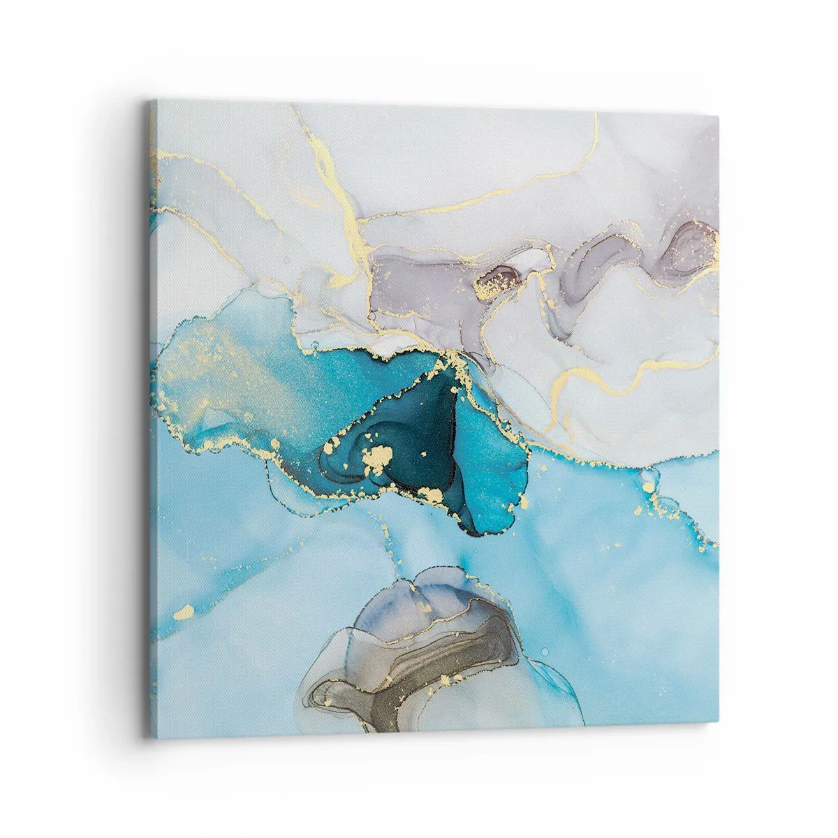 Obraz na płótnie - Studium spotkania szarości z turkusem - 70x70 cm