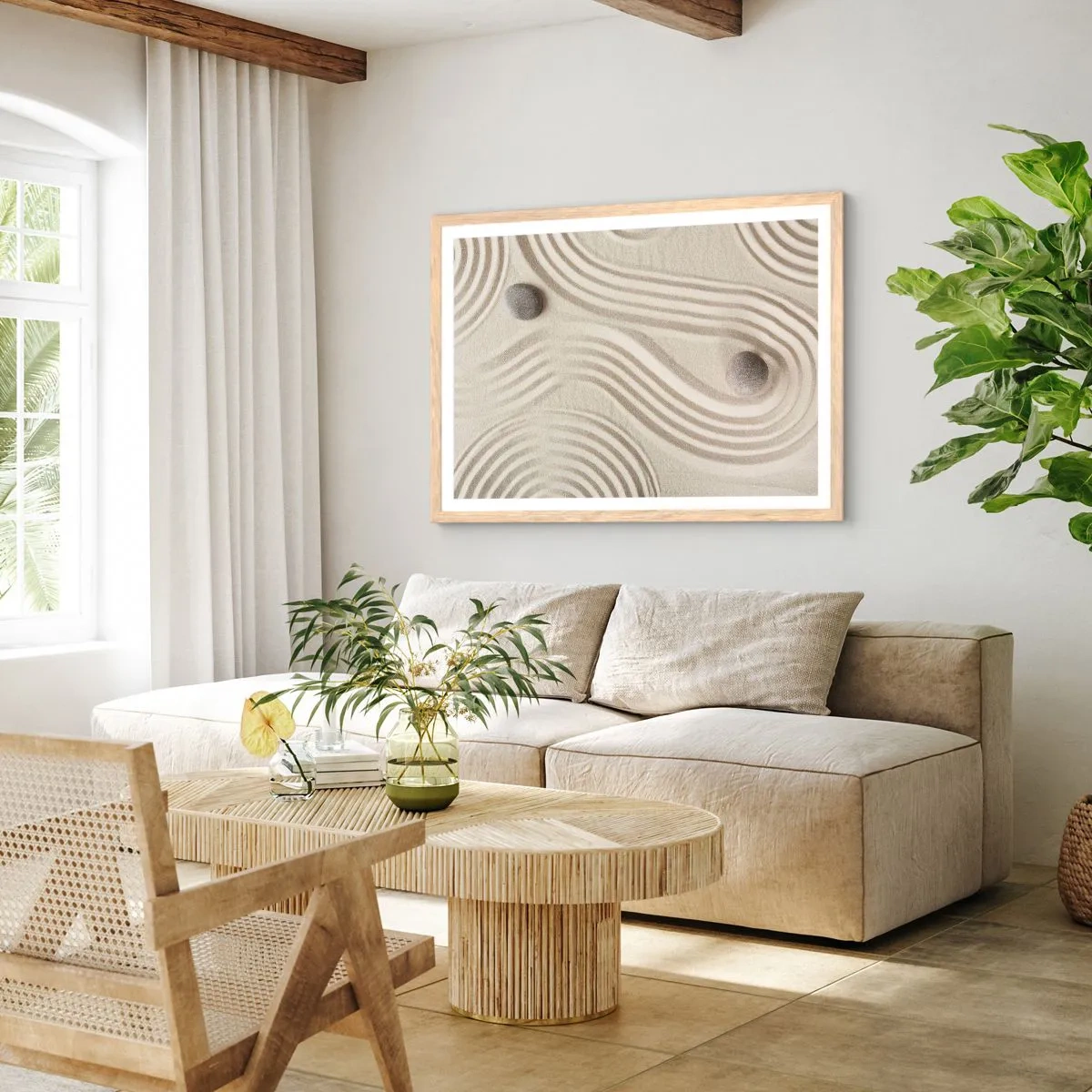 Plakat w ramie jasny dąb - Dotyk ciepła - 40x30 cm