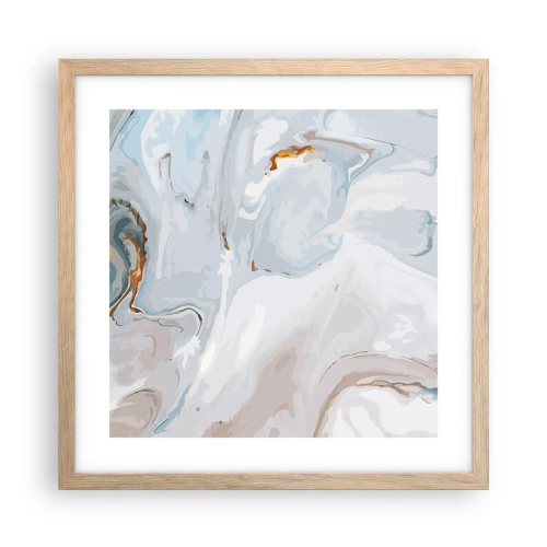 Plakat w ramie jasny dąb - Biel wypiętrzona - 40x40 cm
