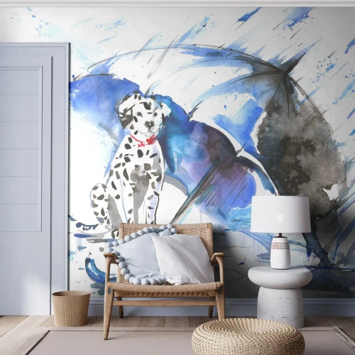 Fototapeta Premium Canvas - Akwarela psa dalmatyńczyka z parasolem w tle - 100x70cm - Po to jest przyjaciel - Nowoczesna dekoracja ścienna do salonu i sypialni ARTTOR