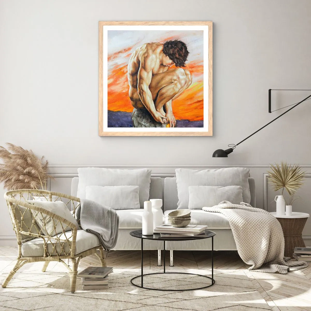 Plakat w ramie jasny dąb - Zatopiony w sobie - 40x40 cm