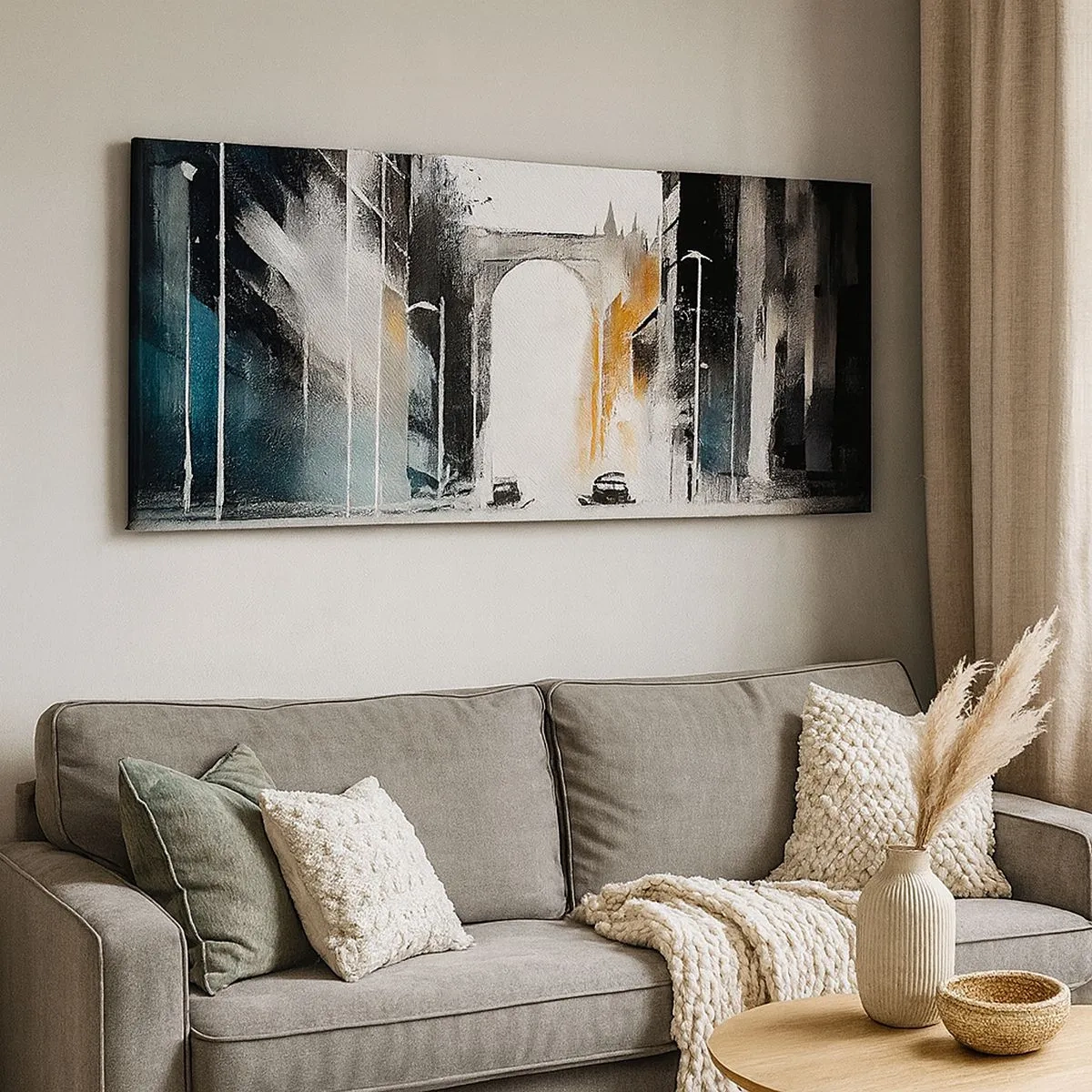 Obraz na płótnie - Studium miasta: architektura i ruch - 100x40 cm