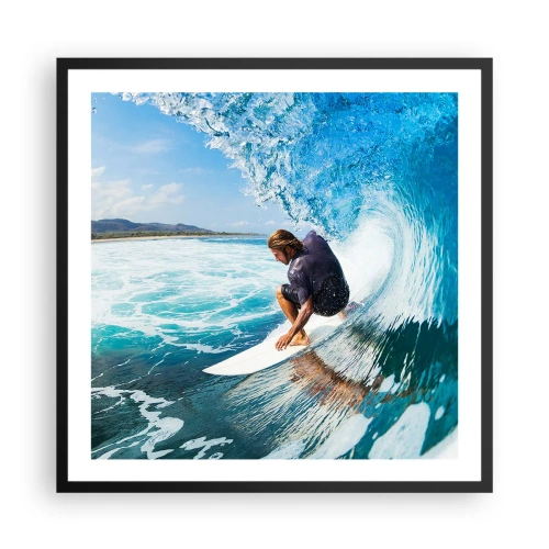 Plakat w czarnej ramie - Tańczący z falami - 60x60 cm