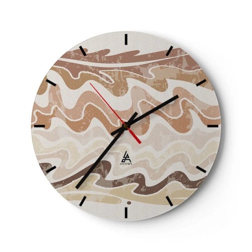 Zegar ścienny - Faliste linie w ciepłych, piaskowych odcieniach - 30x30cm - Dobra energia – dobre emocje - Nowoczesna dekoracja ścienna do salonu, kuchni i sypialni ARTTOR
