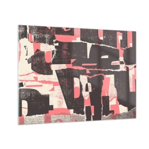Obraz na szkle - Nowoczesna abstrakcja w czerni, czerwieni i beżu - 70x50cm - Cały ten zgiełk - Nowoczesna dekoracja ścienna do salonu i sypialni ARTTOR