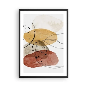 Plakat w czarnej ramie - Abstrakcyjne kształty w odcieniach beżu, żółci i czerwieni - 50x70cm - Jak powietrze lekkie, przejrzyste - Nowoczesna dekoracja ścienna do salonu i sypialni ARTTOR
