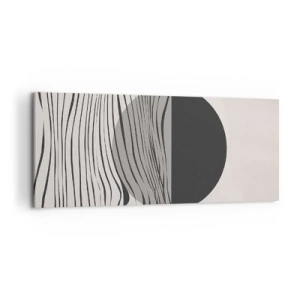 Obraz na płótnie - Abstrakcyjne linie i geometryczne kształty w stonowanych barwach - 120x50cm - Kompozycja połowiczna - Nowoczesna dekoracja ścienna do salonu i sypialni ARTTOR