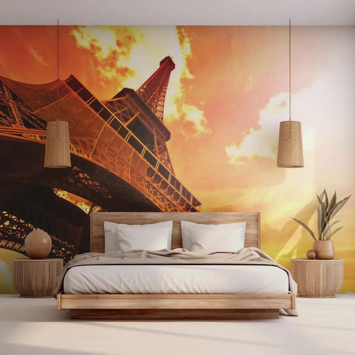 Fototapeta Premium Sand - Monumentalna, bo pozłacana słońcem - Miasto, Paryż, Wieża Eiffla - 400x280 cm
