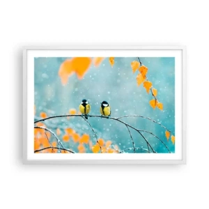 Plakat w białej ramie - Ptasie plotki - 70x50 cm