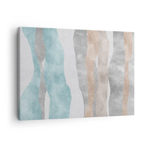 Obraz na płótnie - Abstrakcyjne pasy w pastelowych odcieniach - 70x50cm - Studium bliskości - Nowoczesna dekoracja ścienna do salonu i sypialni ARTTOR