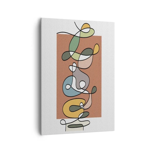 Obraz na płótnie - Kompozycja abstrakcyjnych linii i kształtów w harmonijnych kolorach ziemi - 50x70cm - Abstrakcja: kolorowy pląs - Nowoczesna dekoracja ścienna do salonu, kuchni i sypialni ARTTOR