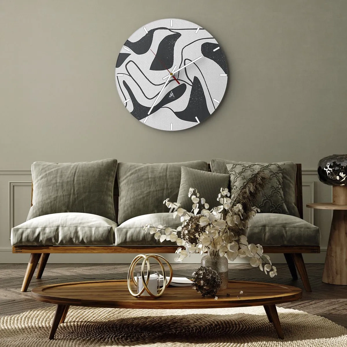 Zegar ścienny - Abstrakcyjna zabawa w labiryncie - 40x40 cm