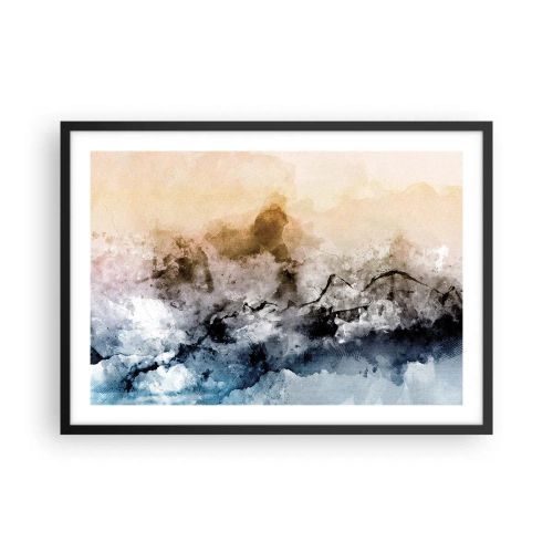 Plakat w czarnej ramie - Abstrakcyjny krajobraz z mgłą i subtelnymi kolorami - 70x50cm - Zatopione w tumanie mgły - Nowoczesna dekoracja ścienna do salonu i sypialni ARTTOR
