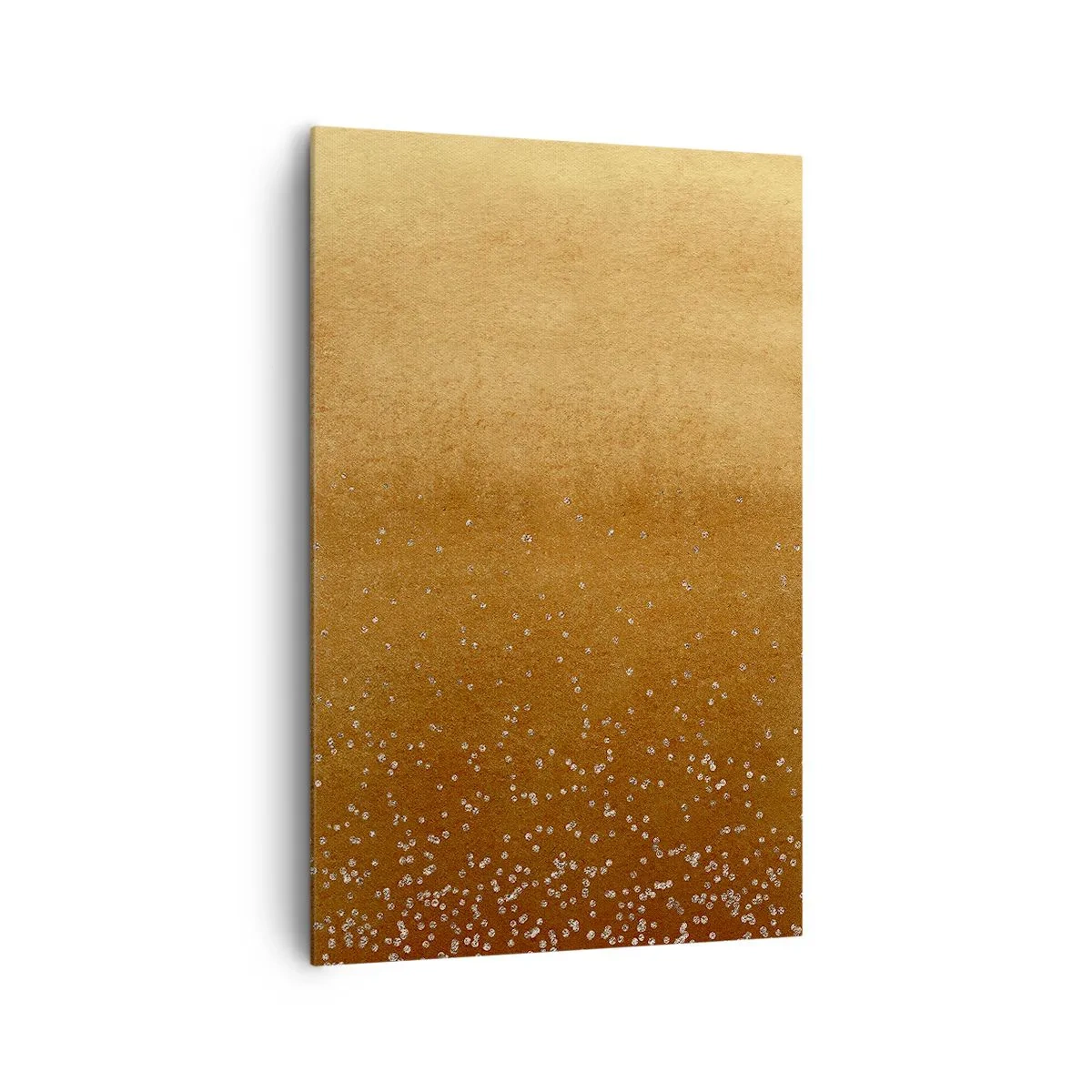 Obraz na płótnie - Złoty gradient z subtelnym połyskiem i zdobieniem - 80x120cm - Narodziny światła - Nowoczesna dekoracja ścienna do salonu i sypialni ARTTOR