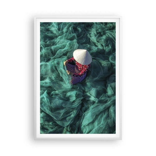 Plakat w białej ramie - W morzu sieci - 70x100 cm