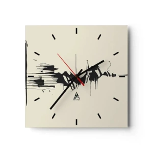 Zegar ścienny - Minimalistyczna abstrakcja z czarnymi liniami na jasnym tle - 30x30cm - Abstrakcja pośpieszna - Nowoczesna dekoracja ścienna do salonu i sypialni ARTTOR
