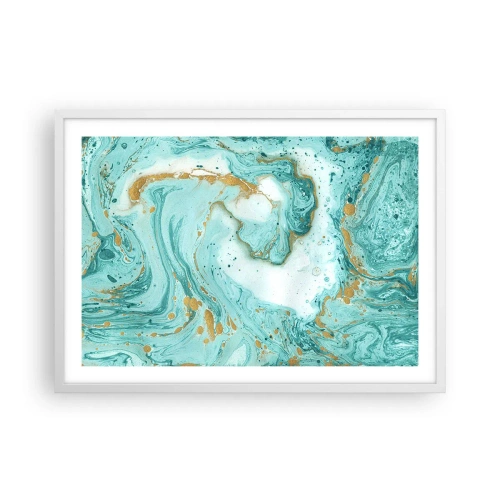 Plakat w białej ramie - Pod wielką falą z epoki Edo - 70x50 cm