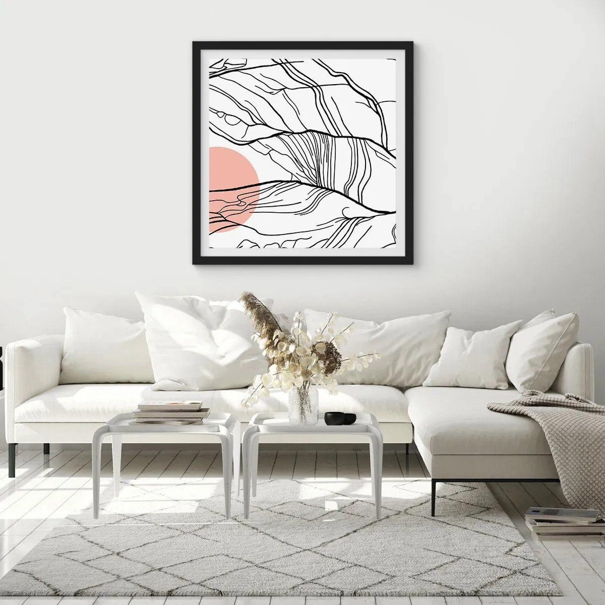 Plakat w czarnej ramie - W sieci gałązek - 30x30 cm