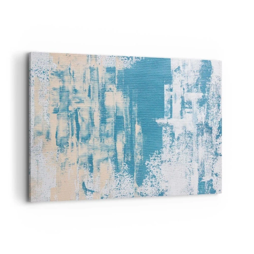 Obraz na płótnie - Abstrakcyjna kompozycja w odcieniach błękitu i bieli - 120x80cm - Przez lodowy sopel - Nowoczesna dekoracja ścienna do salonu, kuchni i sypialni ARTTOR