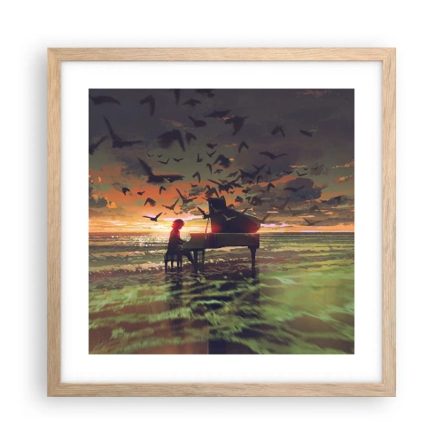 Plakat w ramie jasny dąb - Koncert na fortepian i fale - 40x40 cm