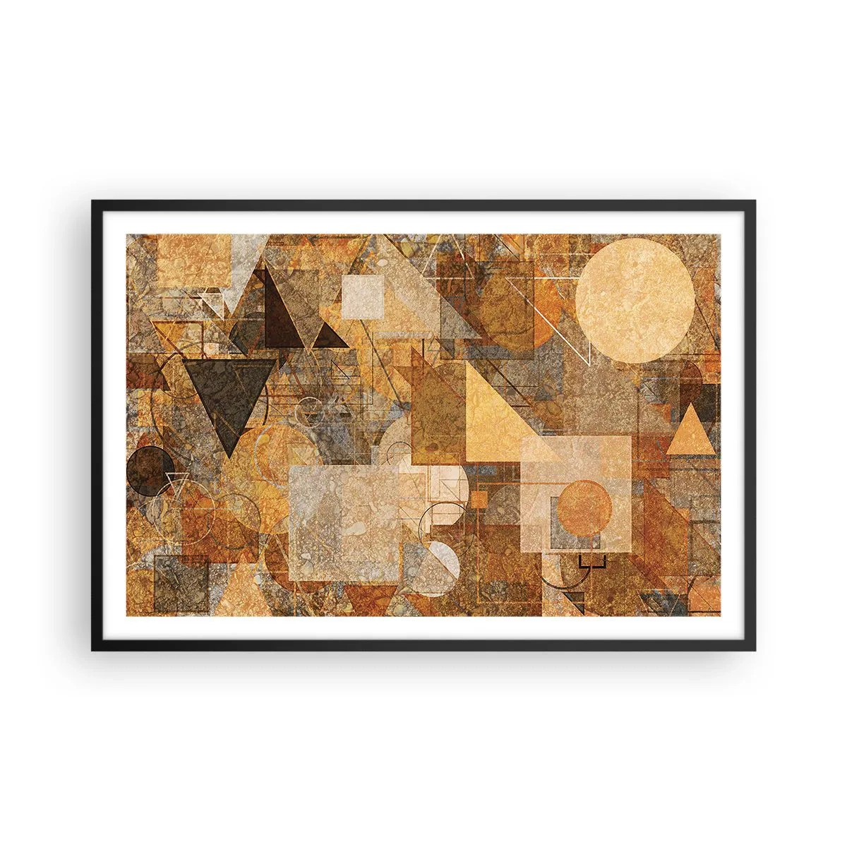 Plakat w czarnej ramie - Kubistyczne studium brązu - 91x61 cm