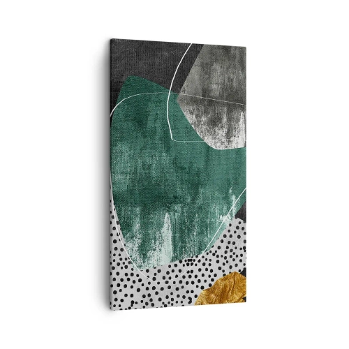 Obraz na płótnie - Barwna abstrakcja z płatkiem złota - 45x80 cm