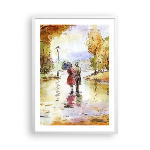 Plakat w białej ramie - Romantyczna jesień w parku - 50x70 cm