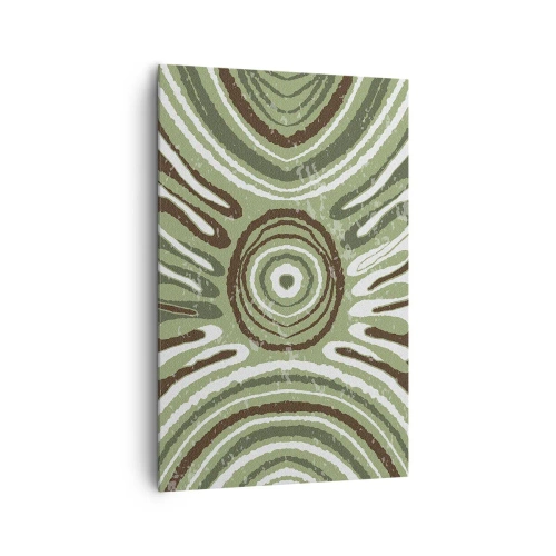 Obraz na płótnie - Abstrakcyjne wzory w odcieniach zieleni i brązu - 80x120cm - Eksplozja emocji - Nowoczesna dekoracja ścienna do salonu i sypialni ARTTOR